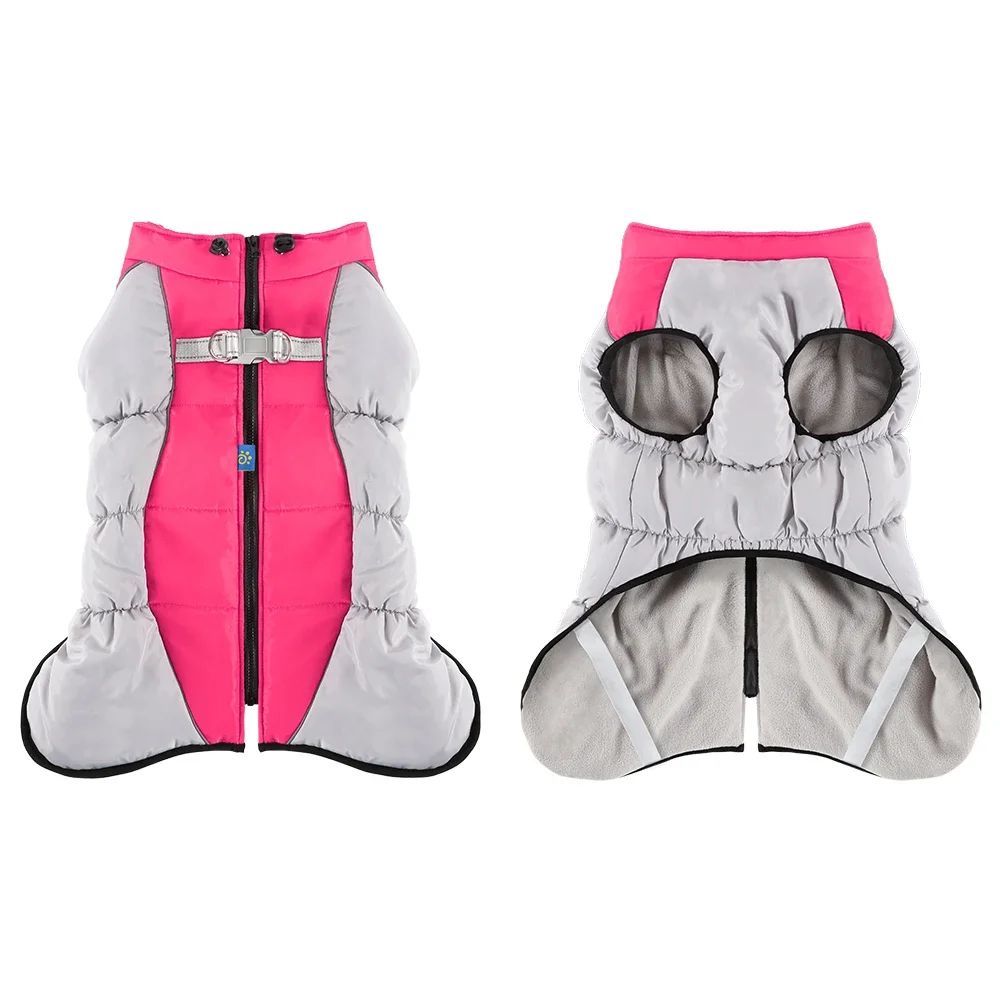 Pet Big Dog Jacket With Harness Winter Warm Dog Clothing Labrador Waterproof Big Dog Coat Chihuahua French Costume