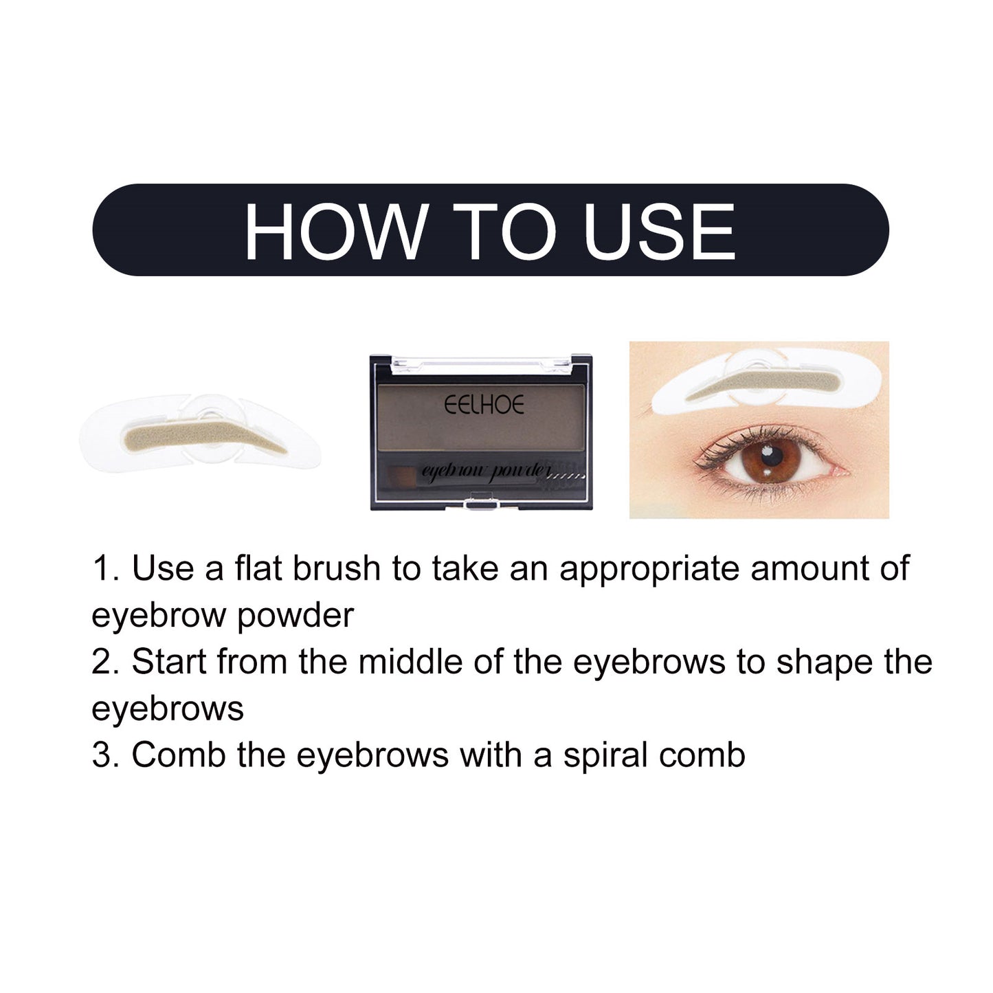 EELHOE Eyebrow Powder Set Makeup Natural Lasting Waterproof Not Easy To Decolorize Dizzy Lazy Seal Eyebrow Powder Set
