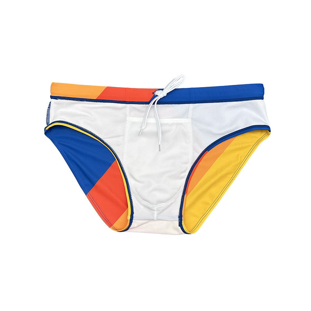 New Men's Rainbow Stripes Swim Briefs Sexy Fashion