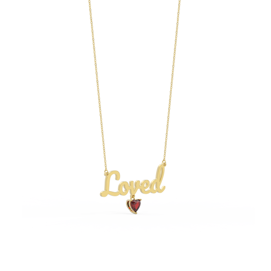 18k Gold Plated Heart Birthstone Name Necklace SN001G
