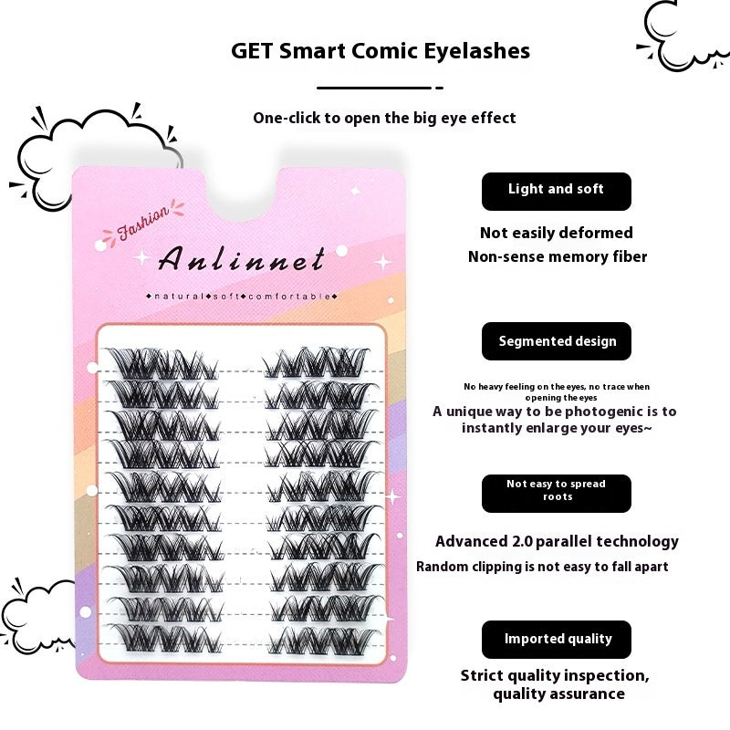 Fox Eye Ten Rows Of False Eyelashes Oblique Flying Single Cluster Split Type