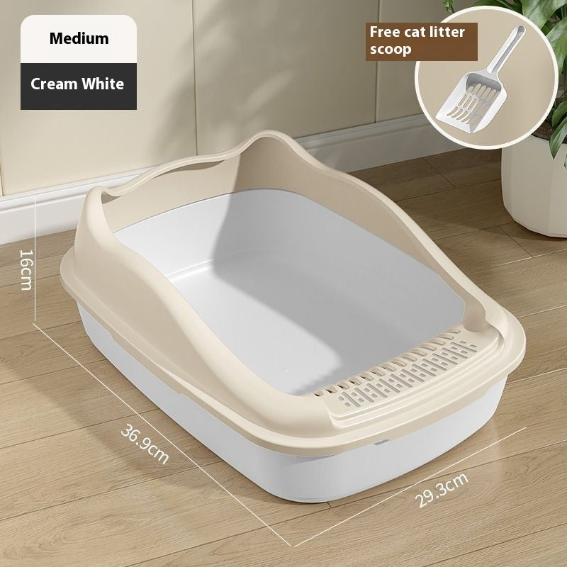 Litter Box Oversized Semi-enclosed Cat Toilet Anti-splash Cat Poop Basin
