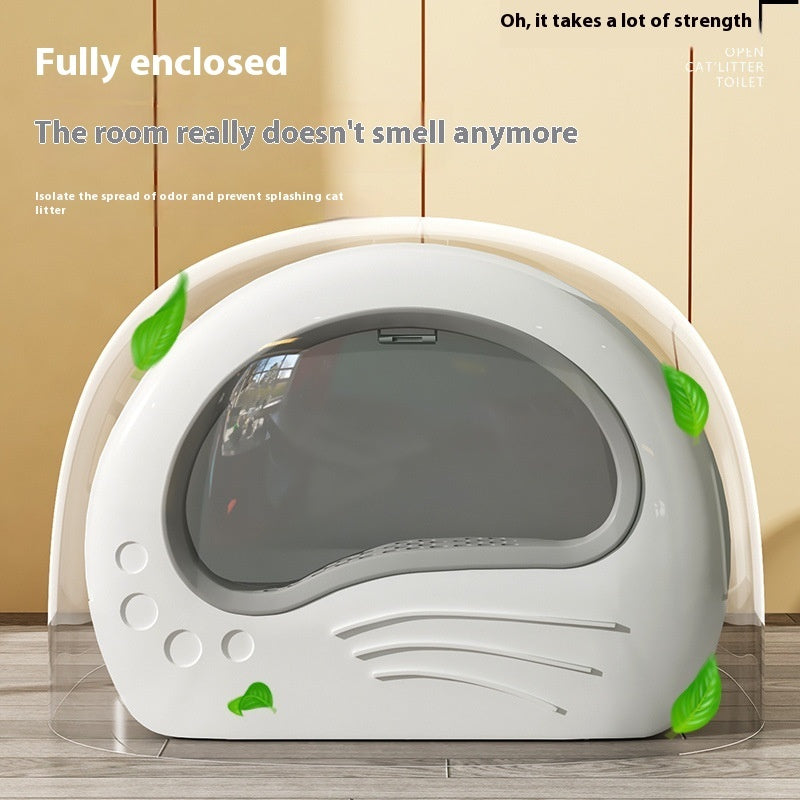 Extra Large Fully Enclosed Deodorant Anti-splash Cat Toilet