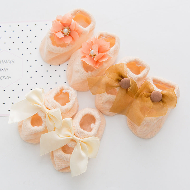 3 pairs of lace bow hole socks