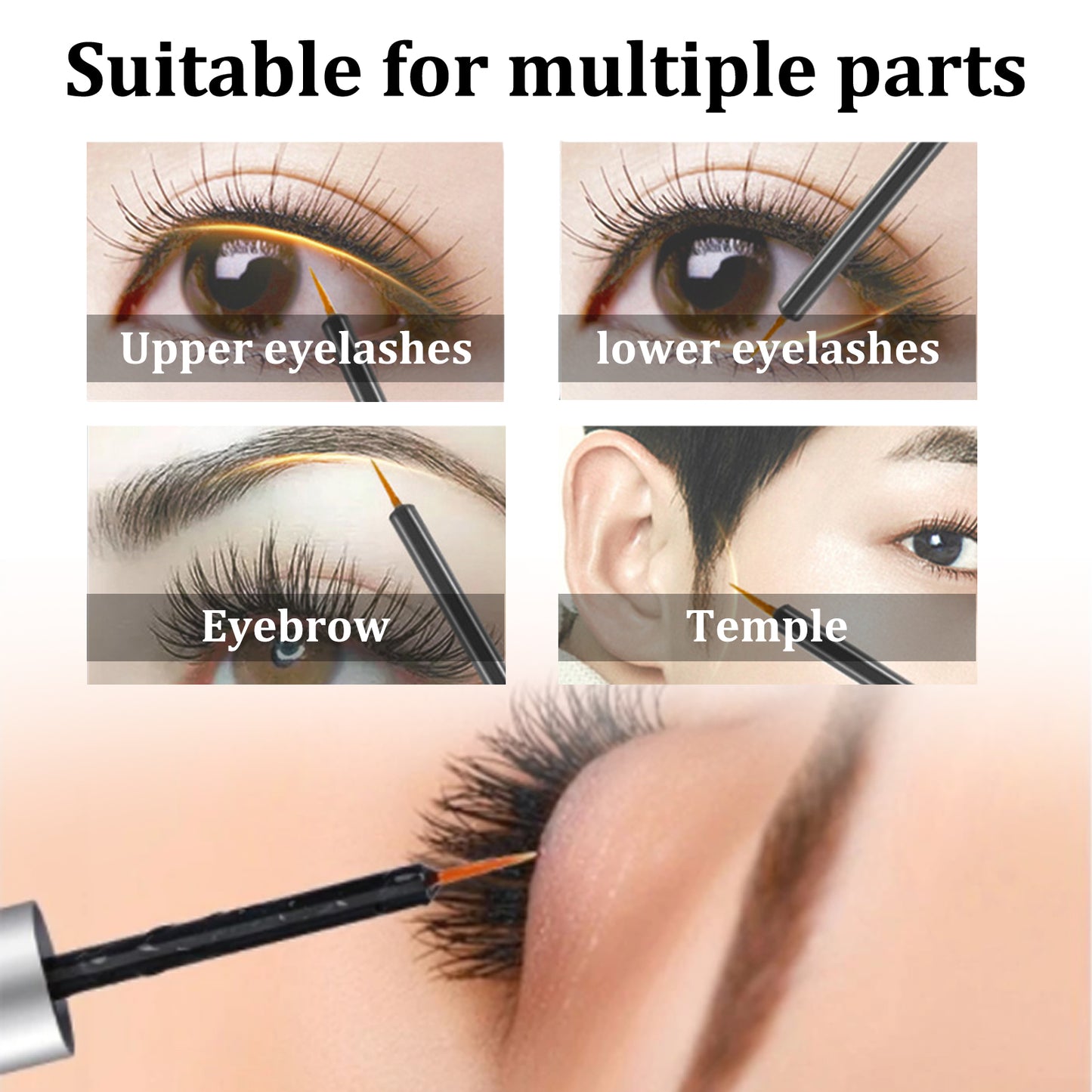 EELHOE Eyelash Boost Serum, Natural Long Black Thick Curling Eyelashes Waterproof And Non-Smudges Durable Mascara