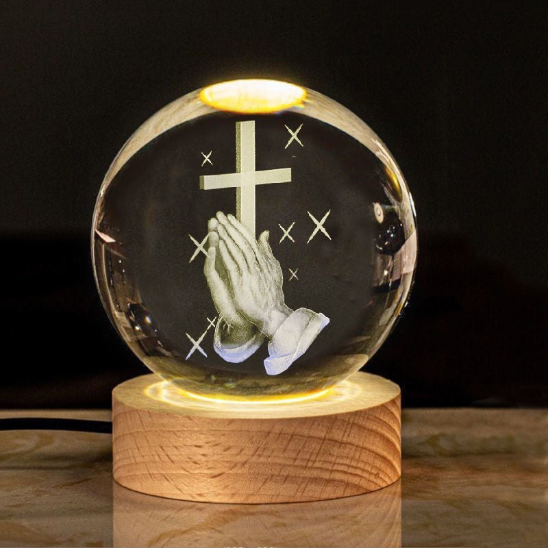 Creative Glow Crystal Cross Church Office Desk Surface Panel Ornaments