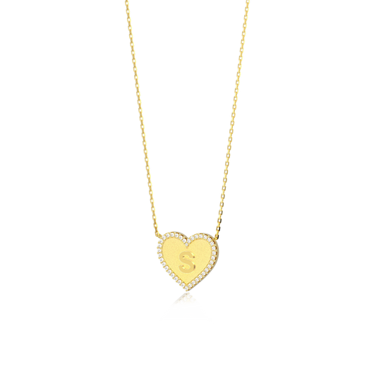 18k Gold Plated Heart Initial Necklace AW24N003G