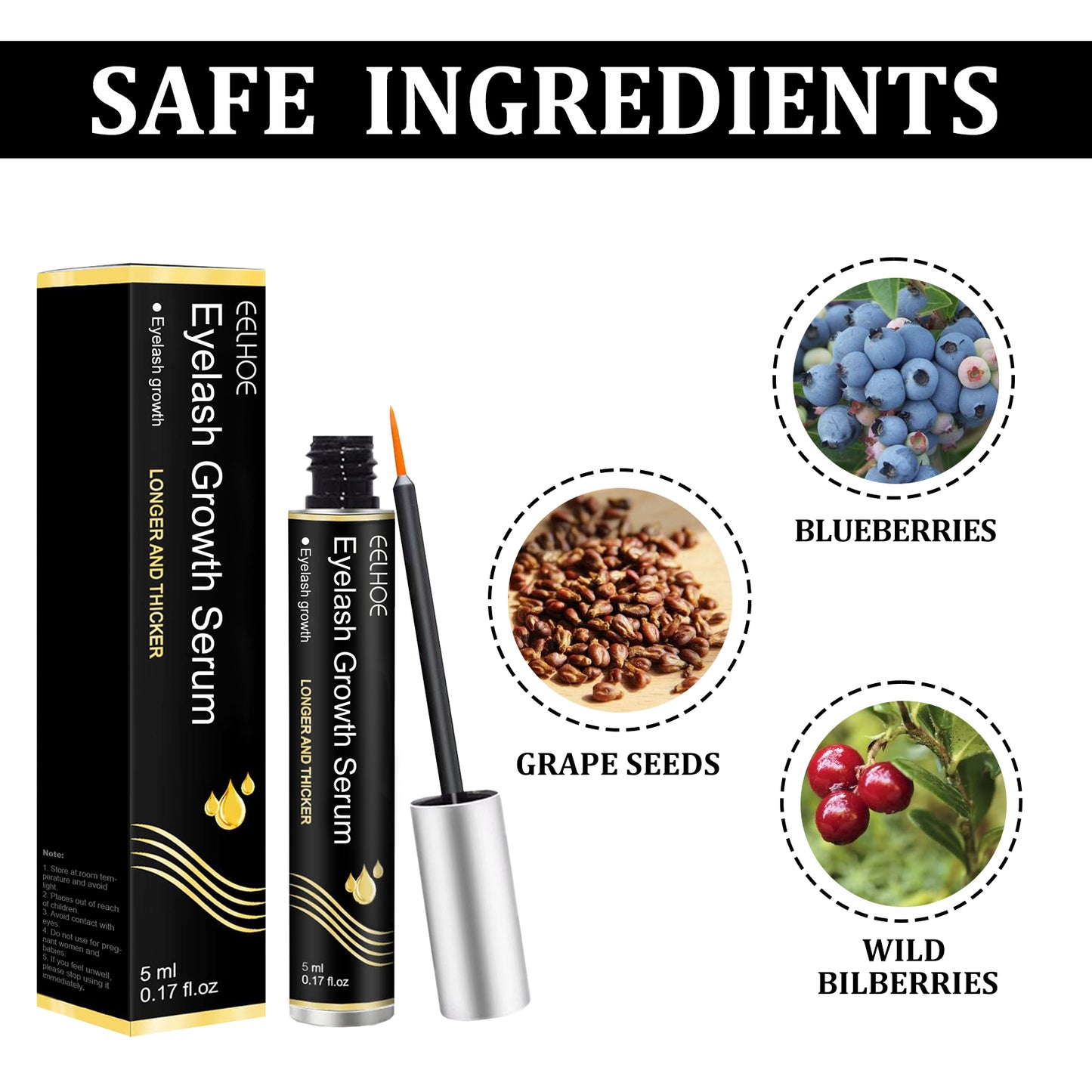 EELHOE Slimming And Lengthening Mascara Without Trace, Natural Mascara Moisturizing Mascara Black Curl Eyelashes And Eyebrows