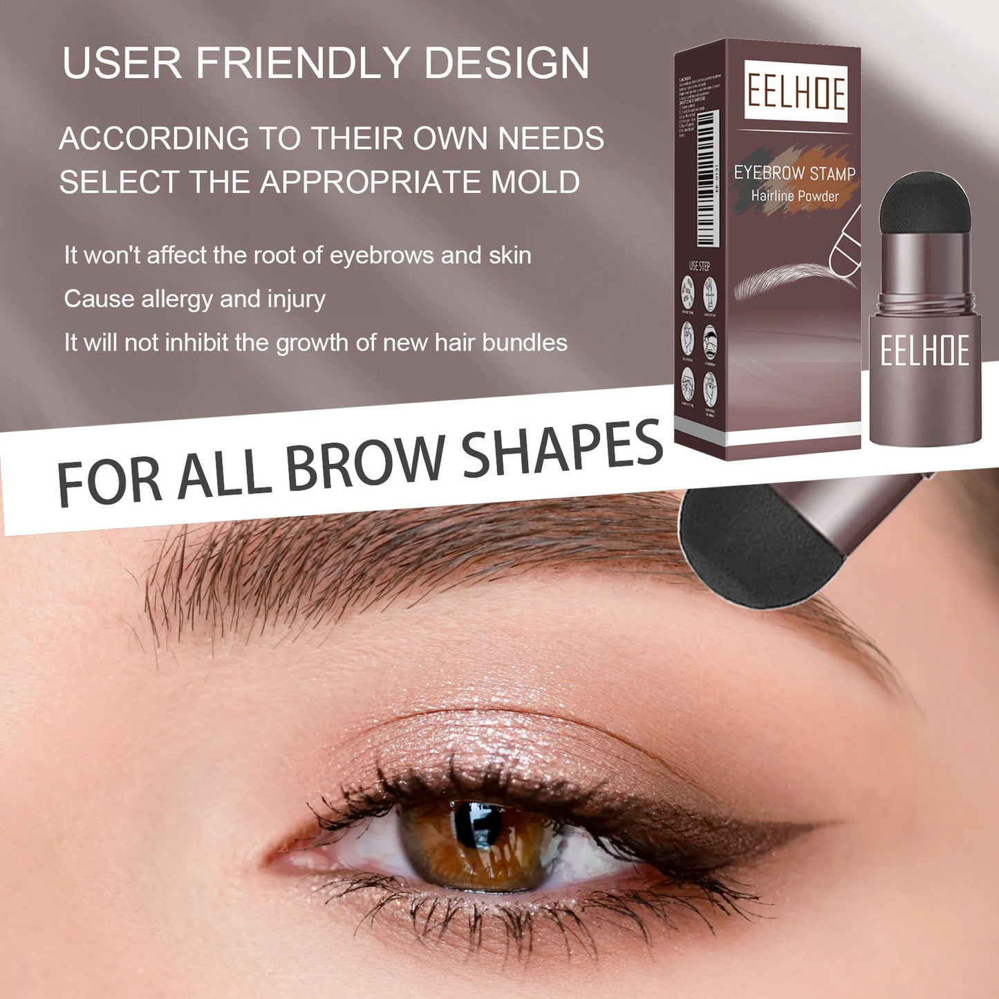 EELHOE Eyebrow Print Mold Eyebrow Drawing (Medium Brown Box) Lazy Eyebrow Filling Makeup Eyebrow Cake Waterproof Hairline Powder