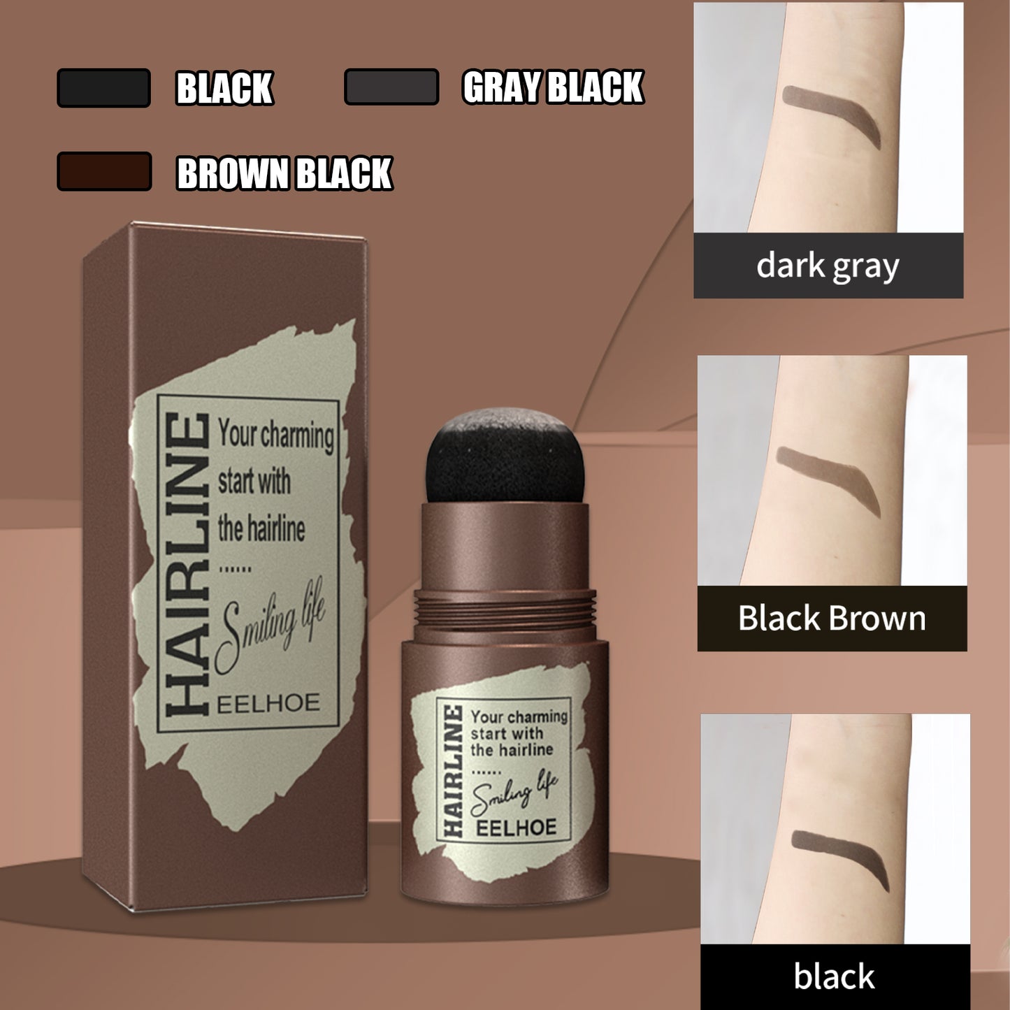 EELHOE Hairline And Eyebrow Marks (Blackish-Brown) Eyebrow Cakes Can Help Improve Hairline And Eyebrow Marks, Making Them Natural And Easy For Lazy People To Apply Makeup Quickly