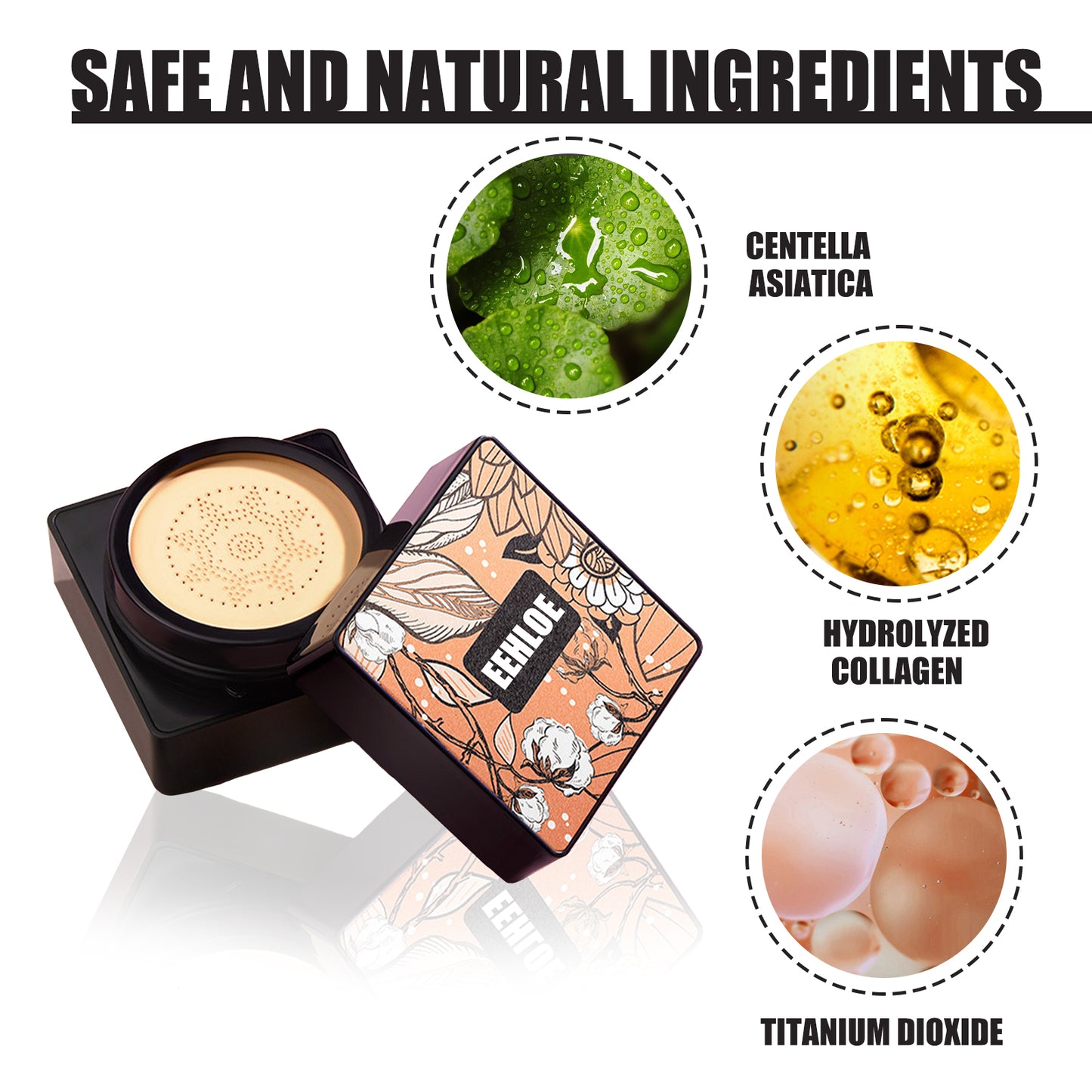 EELHOE Magic Mat Powder Puff, Invisible Pore Ivory White Natural Color With Mushroom Air Cushion On Makeup Base