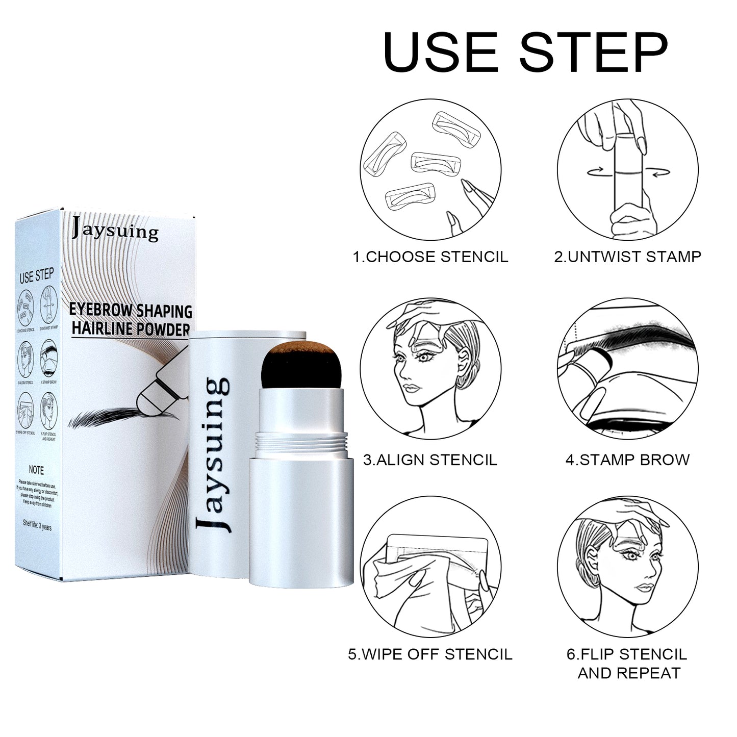 Eyebrow Print Set, Embellishing Hairline Eyebrow Contour Shadow Portable Eyebrow Powder