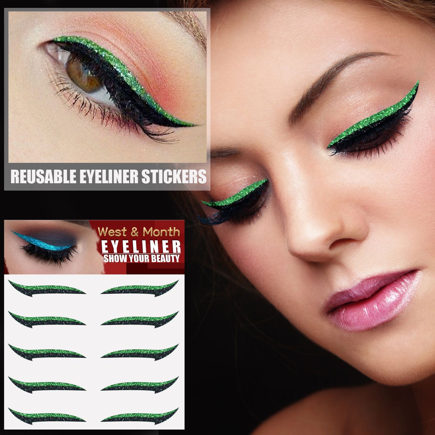 Eyeliner Stickers, Silver Light Makeup Eye Patch Party Nightclub Stage Silver Light Stage Double Eyelid Patch