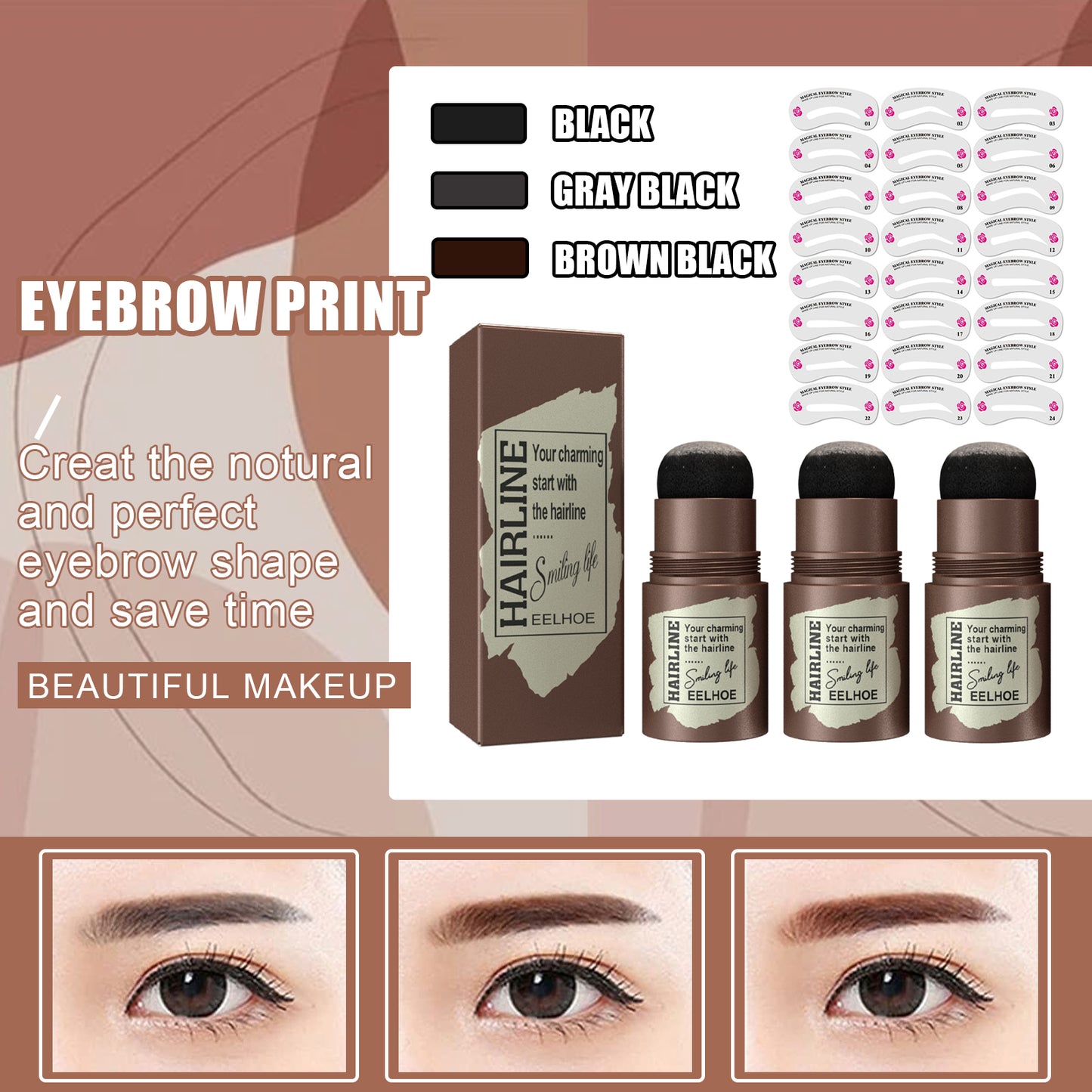 EELHOE Hairline, Eyebrow Marks, Eyebrow Cards, Eyebrow Cakes, Hairline, Eyebrow Marks, Natural, Lazy Eyebrows, Quick Makeup, Eyebrow Marks