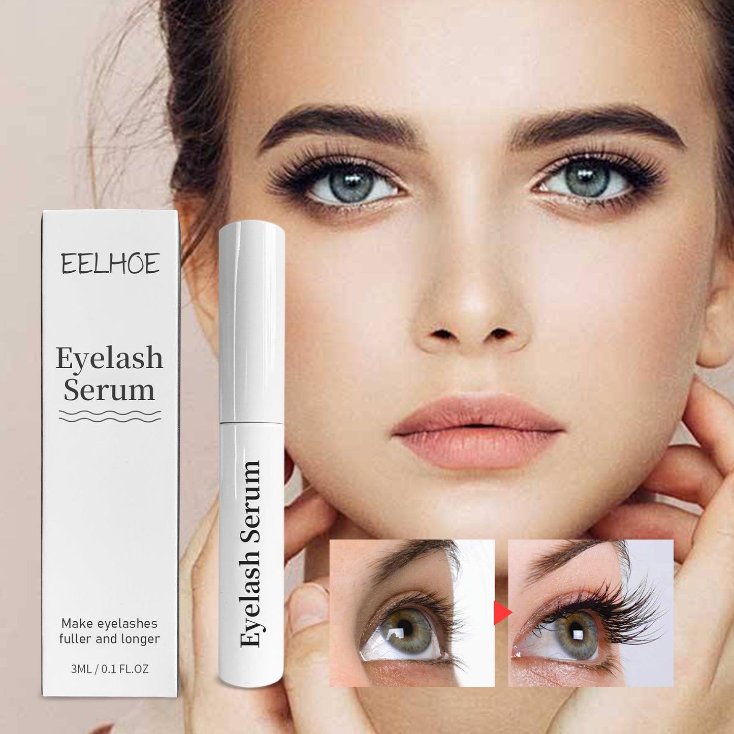 EELHOE Eyelash Serum, Natural Beauty Curl Black Thick Slender Long Gentle Not Easily Stained Mascara