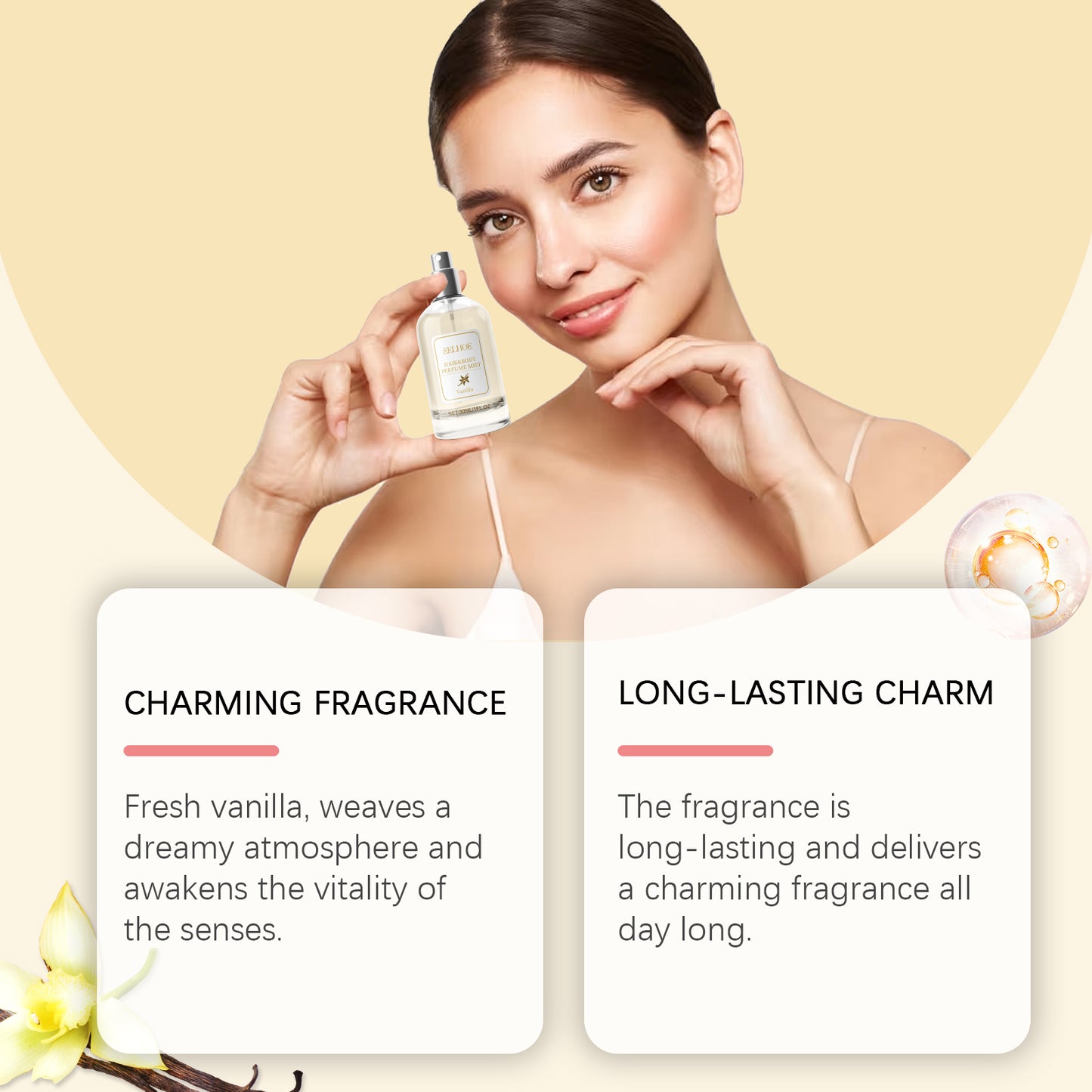 Vanilla Body Hair Perfume Spray Long-Lasting Light Fragrance Fresh Floral Fragrance Ladies Niche Perfume Spray