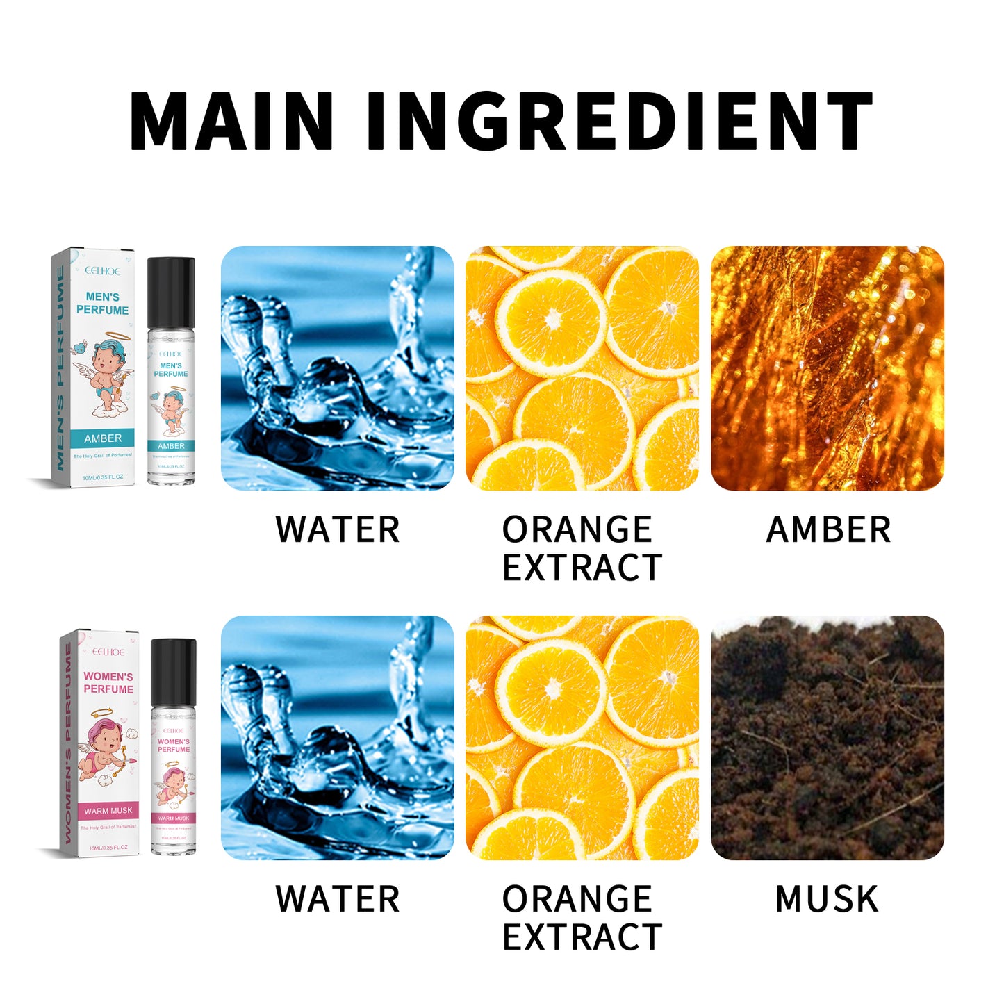 Cupid Perfume Series, Long-Lasting Light Fragrance Fresh Natural Niche Fragrance Wrist Behind Ear Perfume