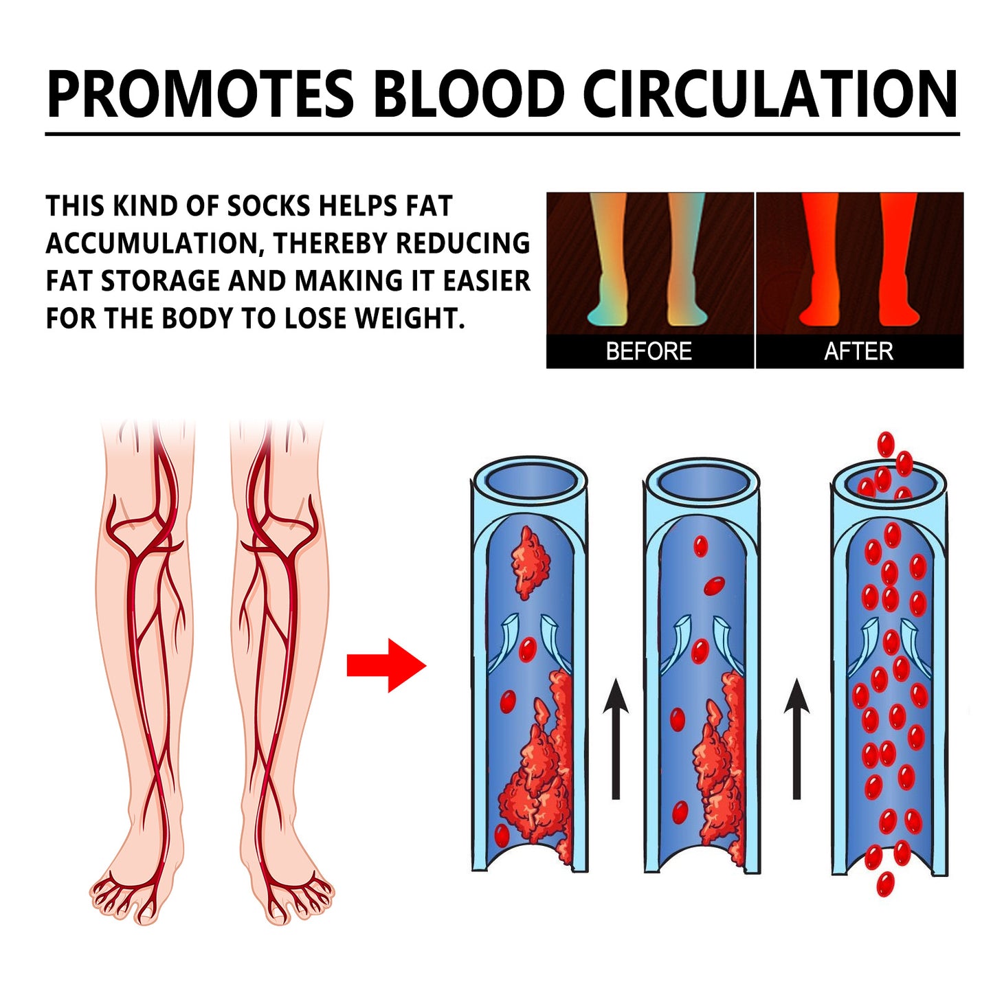 Health Socks, Ease Foot Fatigue Outdoor Sports Thermal Socks Soft Breathable Leg Socks