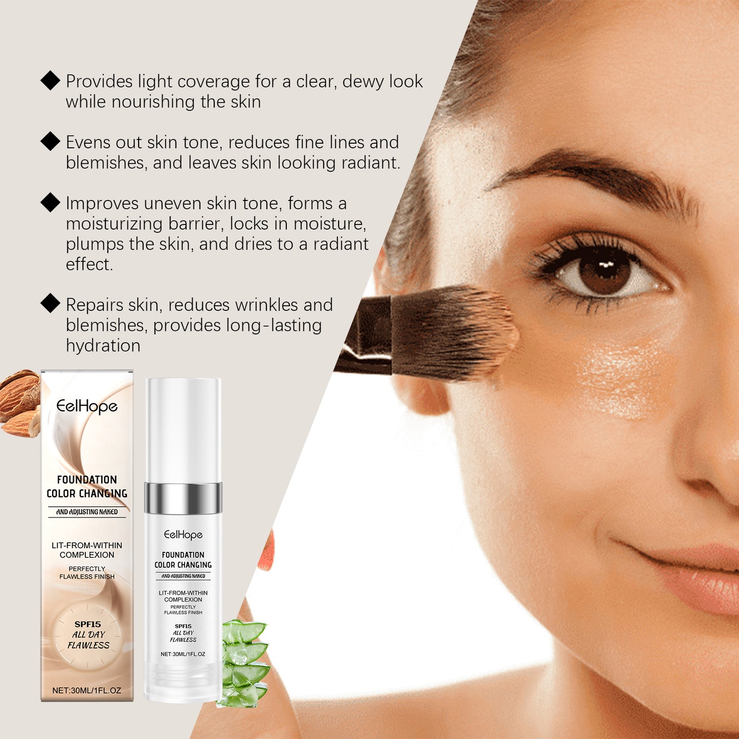 Warm Change Concealer Foundation Naturally Moisturizes Face With A Light And Long-Lasting Moisturizing Foundation