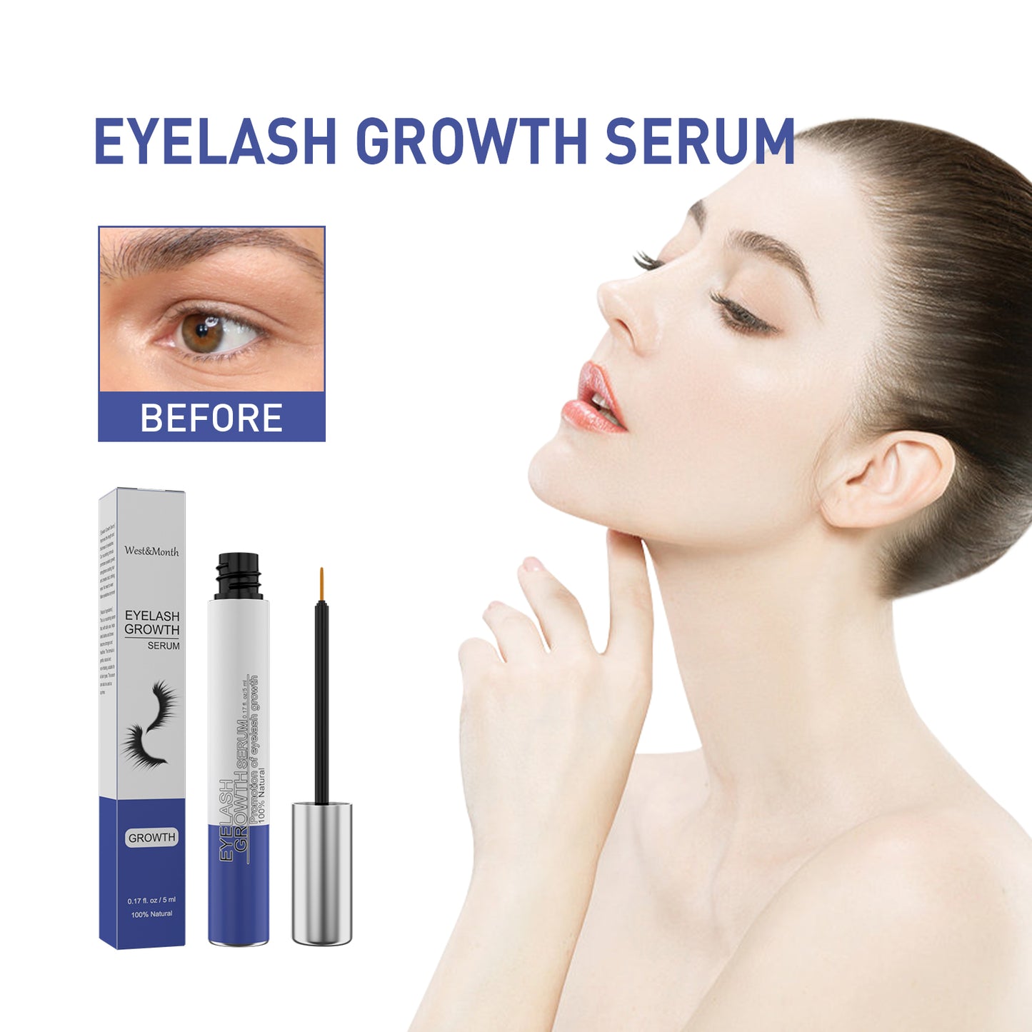 West&Month Mascara, Eyelash Curl Beauty Thick Slender Eyebrows Natural Moisturizing And Beautiful Mascara