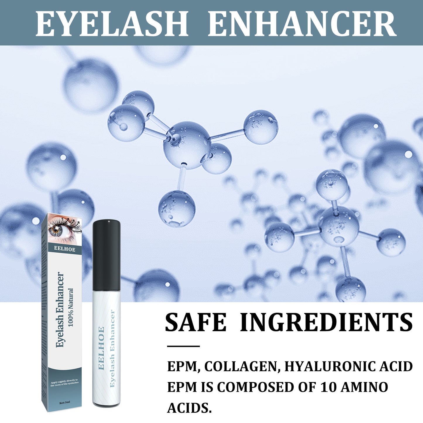 EELHOE Mascara Black Curling Eyelash Natural Eyebrow Mascara Moisturizing Traceless Lengthening Mascara