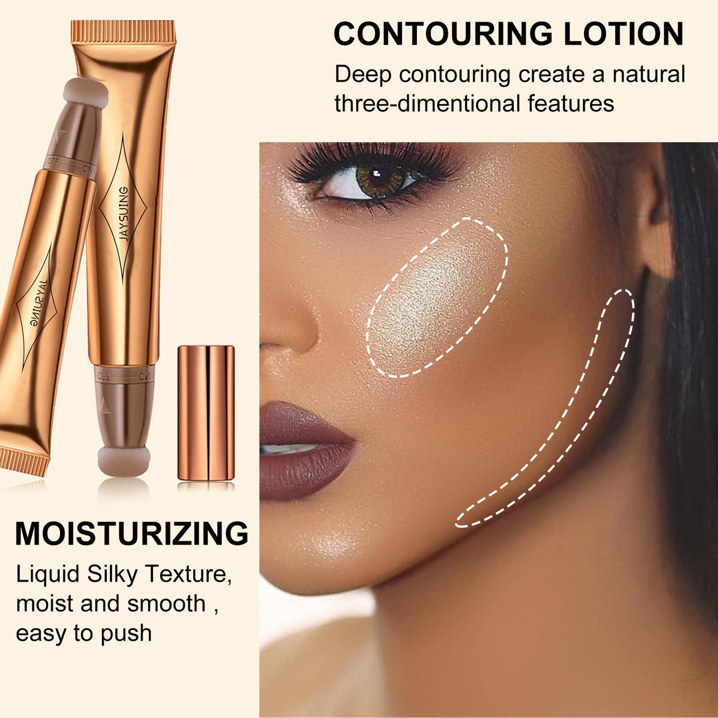 Jaysuing Multi-Functional Makeup Pen, Solid Liquid Contour Facial Blush Contour Highlighter Stick