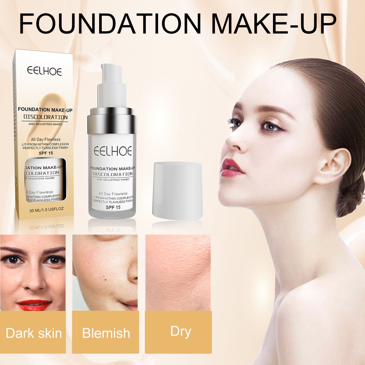 Concealer Color Change Liquid Foundation Concealer Long-Lasting Moisture Moisturizing, Moisturizing, Moisturizing, Warming, Brightening And Clear Complexion