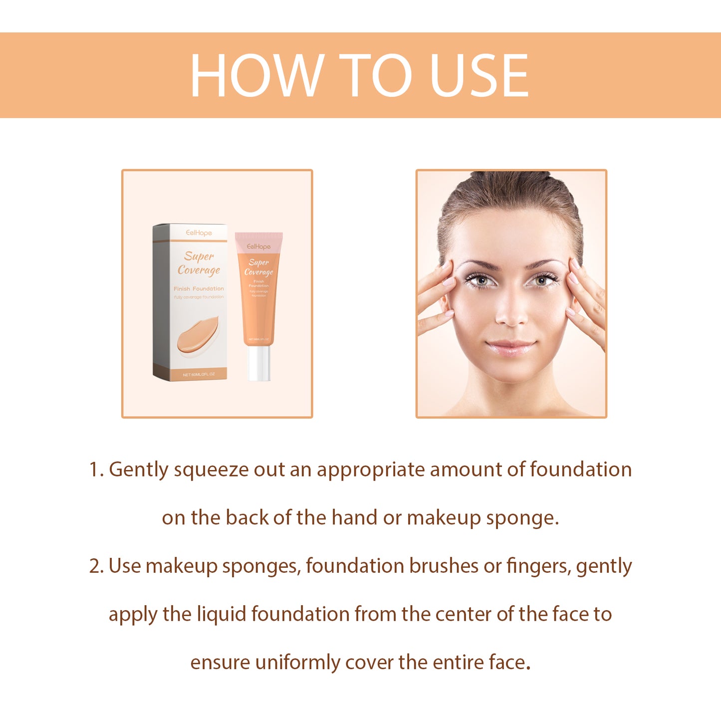 EELHOPE Super Coverage Finish Foundation, Natural Moisturizing Block Defect Containment Is Not A Makeup Waterproof And Sweat