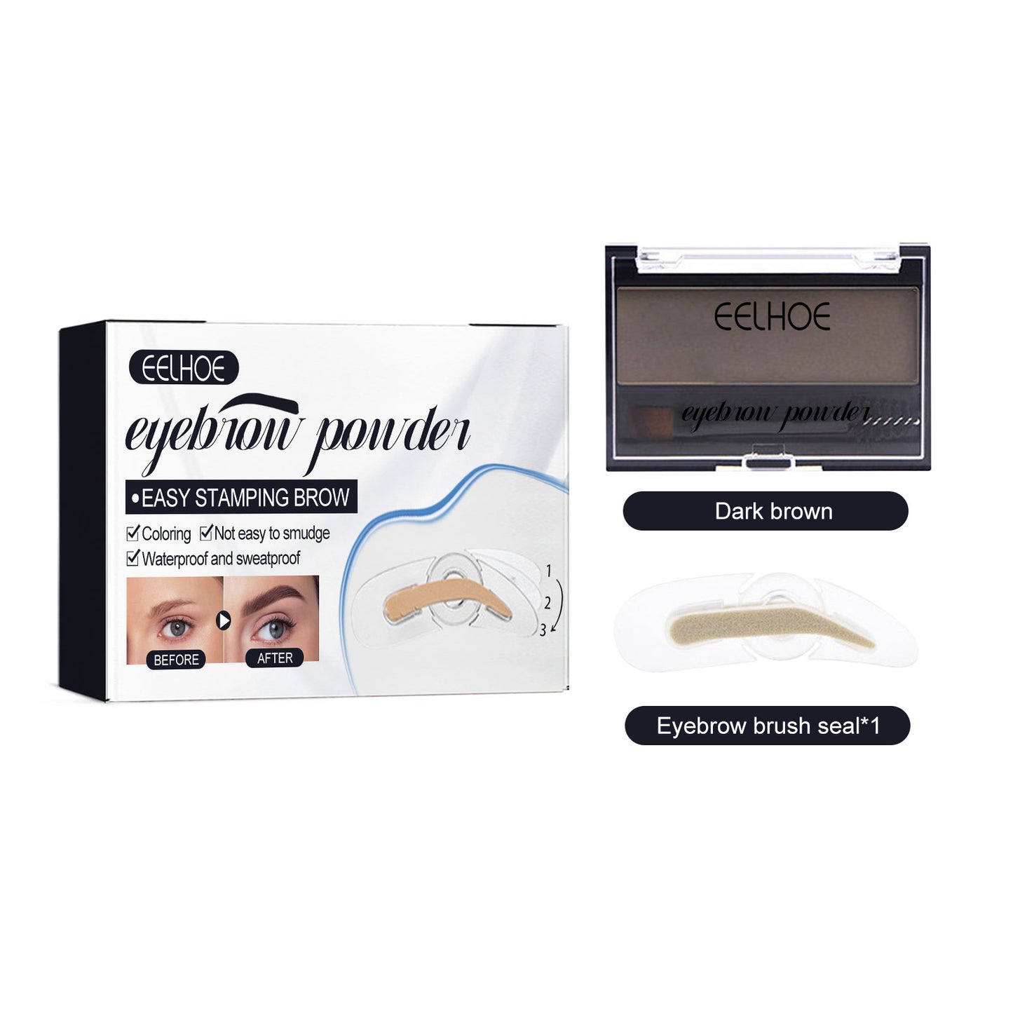 EELHOE Eyebrow Powder Set Makeup Natural Lasting Waterproof Not Easy To Decolorize Dizzy Lazy Seal Eyebrow Powder Set