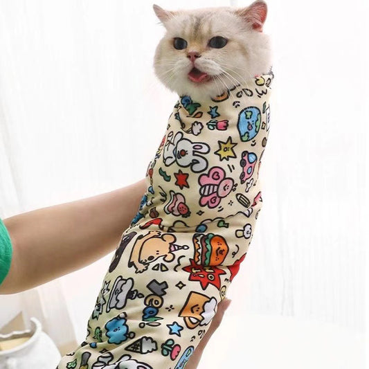 Simple Cartoon Printed Cat Cloth Cosmetic Bag