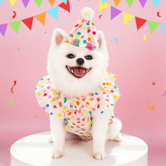 Pet Polka Dot Lace Bib Dog Birthday Suit