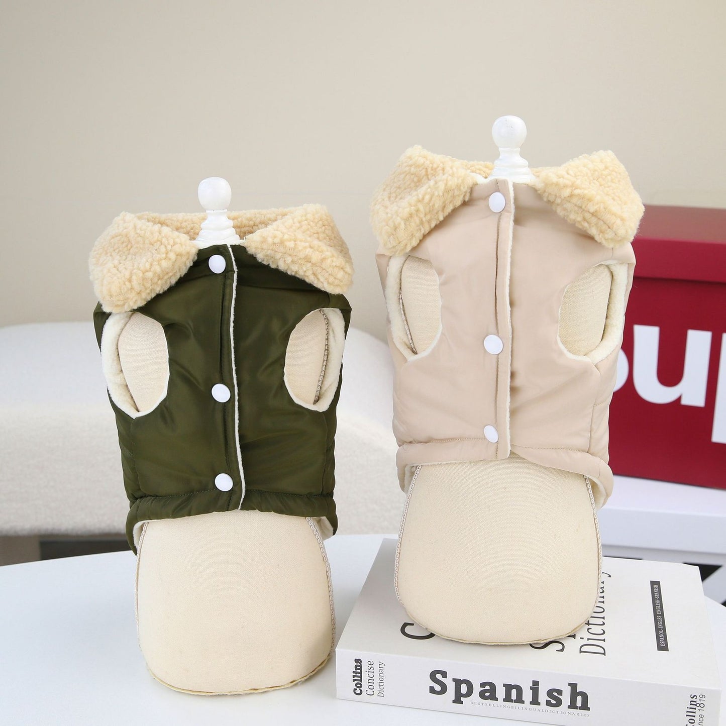 Teddy Cat Nordic Fur Collar Cotton Vest