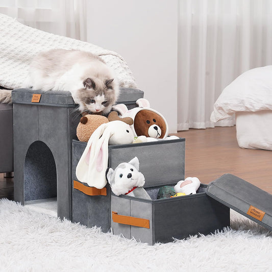 Foldable Pet Storage Stairs Dog Steps Ladder