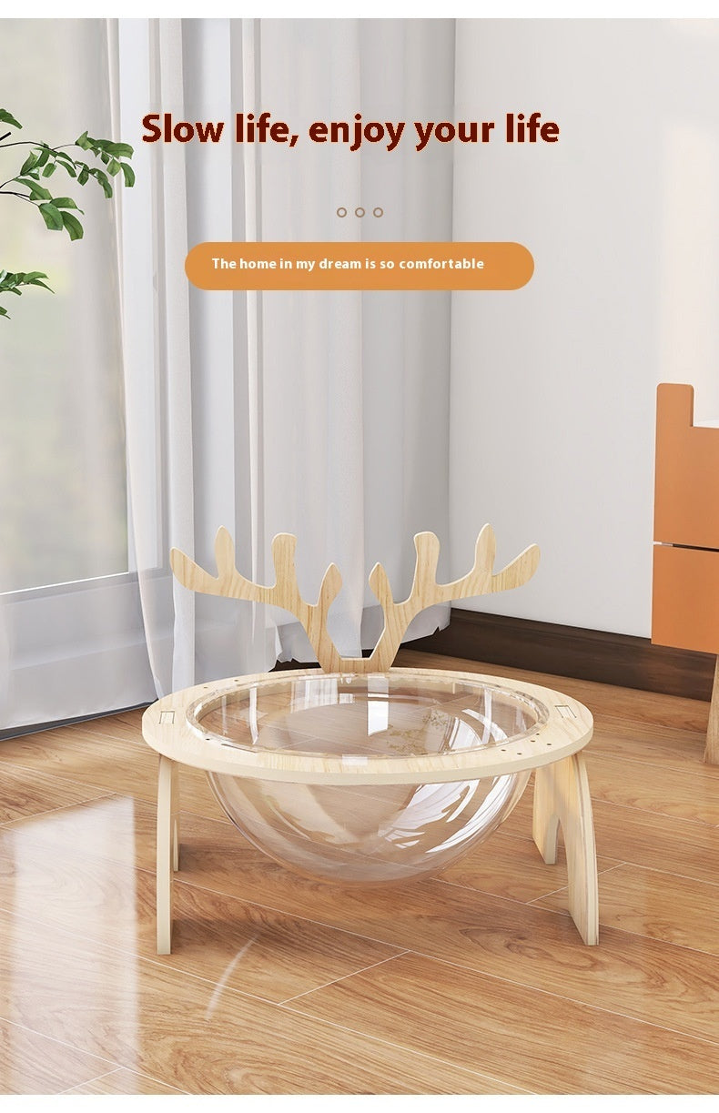 Antlers Cat Nest Four Seasons Universal Pet Supplies Chamfer Space Capsule Solid Wood Cat Bed