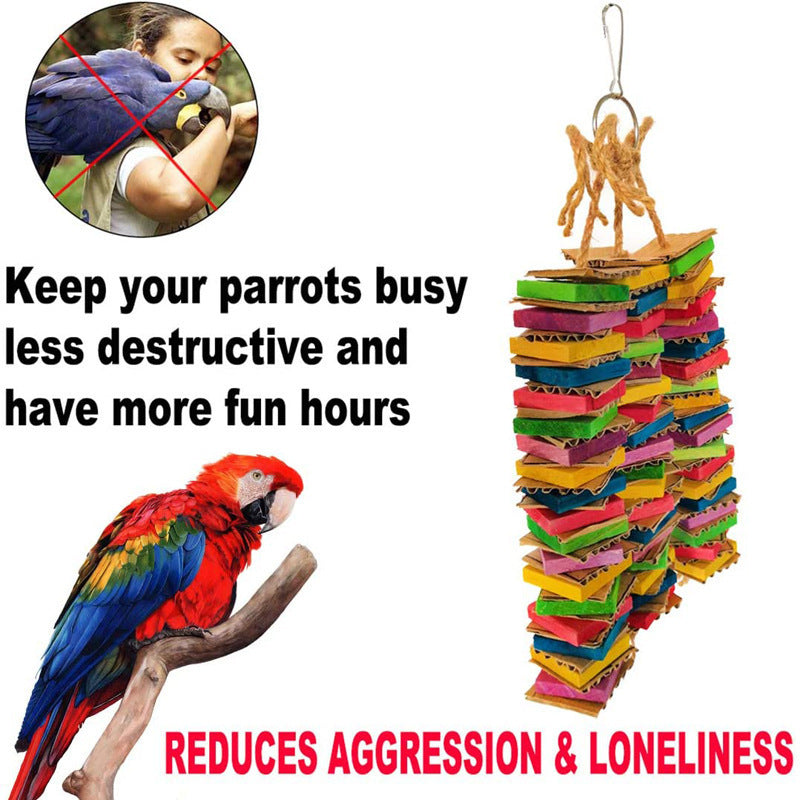 Parrot Gnawing Toy Building Blocks Destroyed