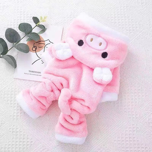 Fleece-lined Thermal Coral Fleece Pig Pet Costume Cat Clothes Small Dog