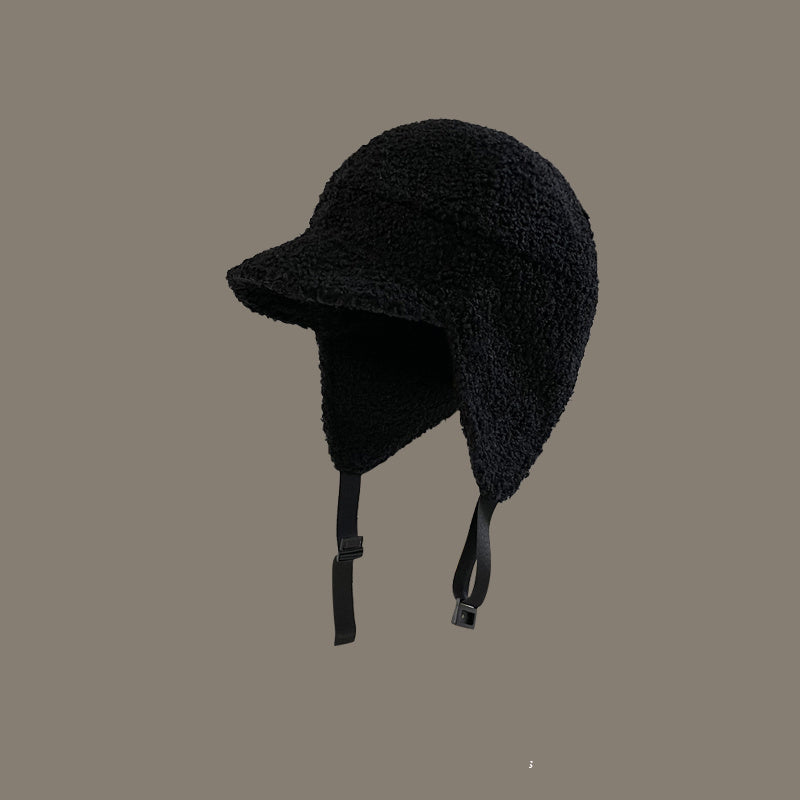 Men's Lamb Wool Ski Flying Ear Protection Baseball Hat