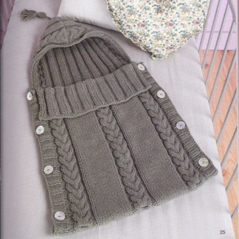 Infant Baby Tassel Ca P Sleeping Bag Sweater Wooden Button Hooded Sleeping Bag