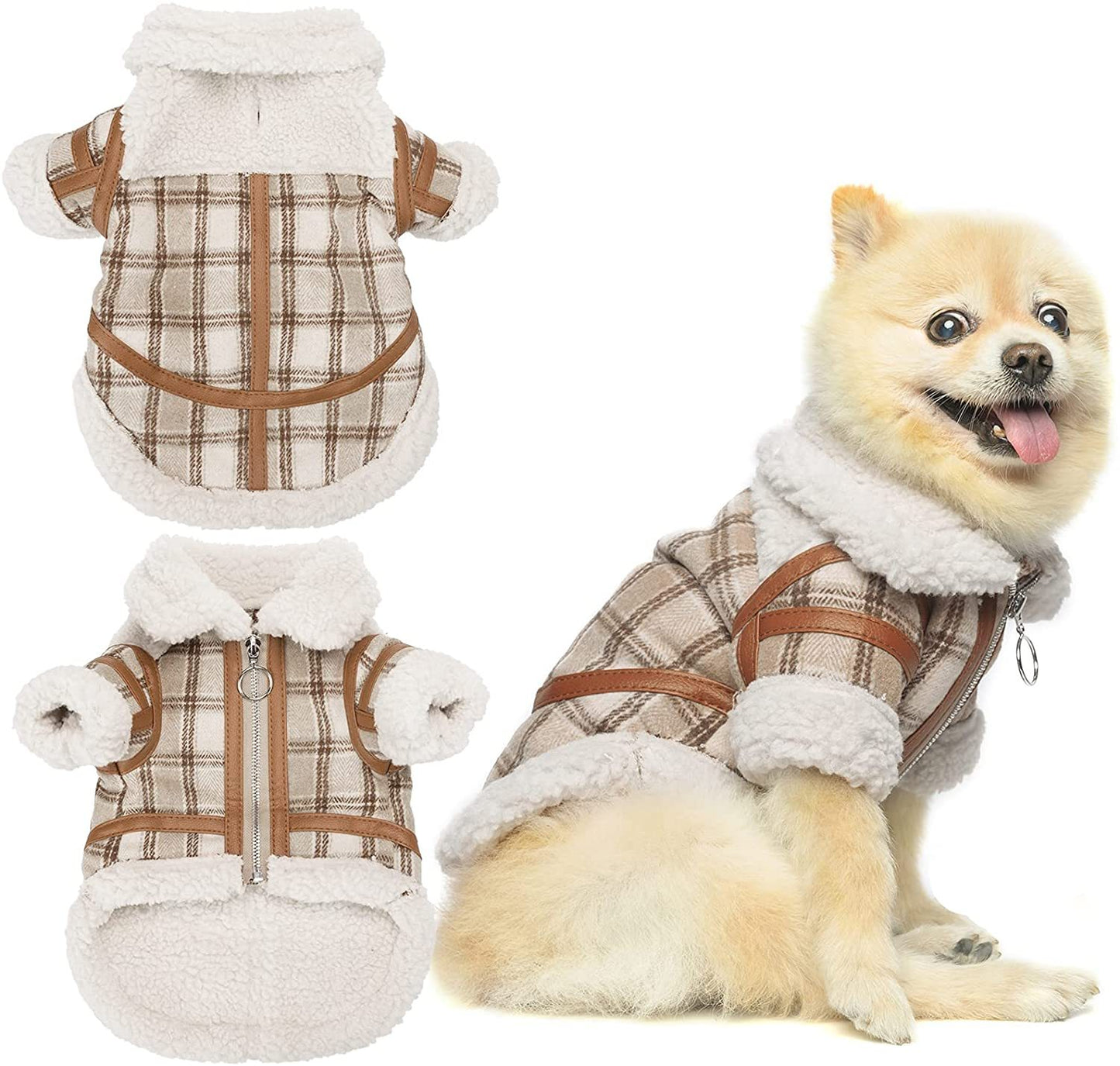 Pet Two Legged Clothes Autumn And Winter Plaid Warm Lamb Velvet