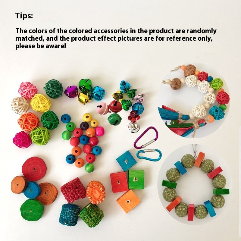 Parrot Toy Bird Decompression Relieving Stuffy Natural Material Tearing Toy Color String Combination
