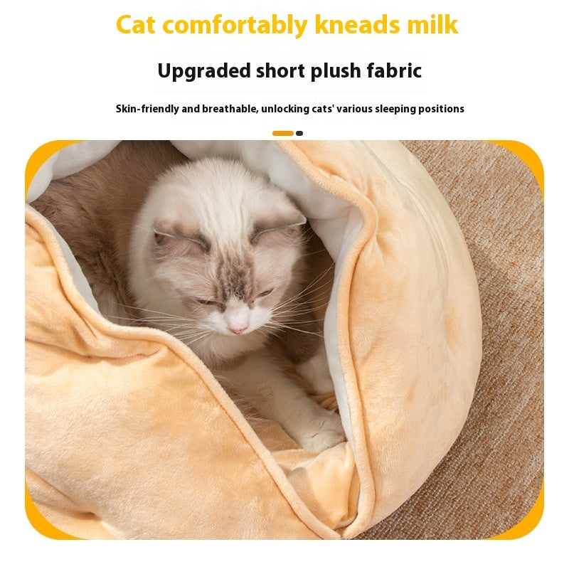 Semi-closed Breathable Four Seasons Universal Dumpling Cat Nest Short Plush