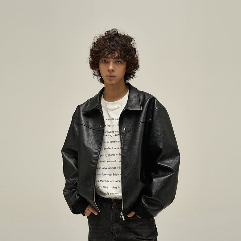 American Retro Brown Leather Jacket For Men