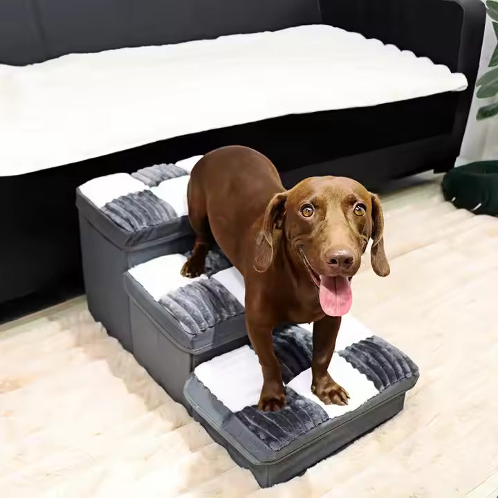 Luxury Chessboard Handmade Steps With Dog Stairs And Storage Space