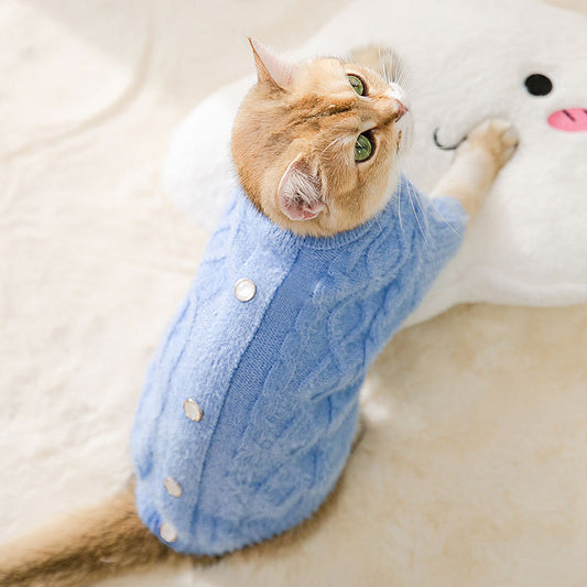 Knit Sweater Kitty Autumn And Winter Warm Two-legged Clothes