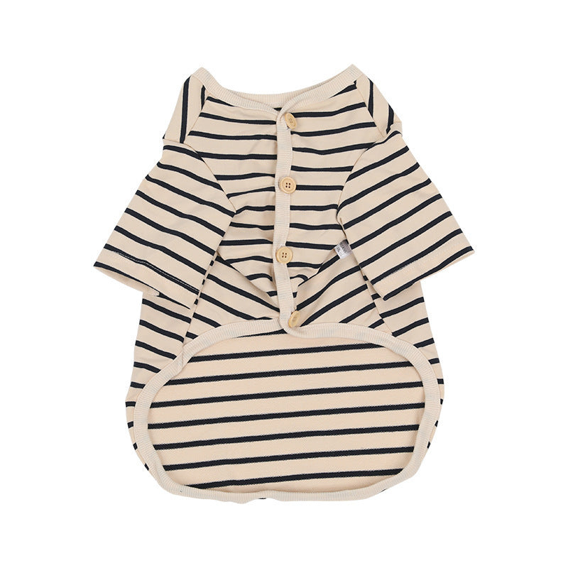 Dog Striped Cotton V-Neck Pet Warm Bottoming Shirt