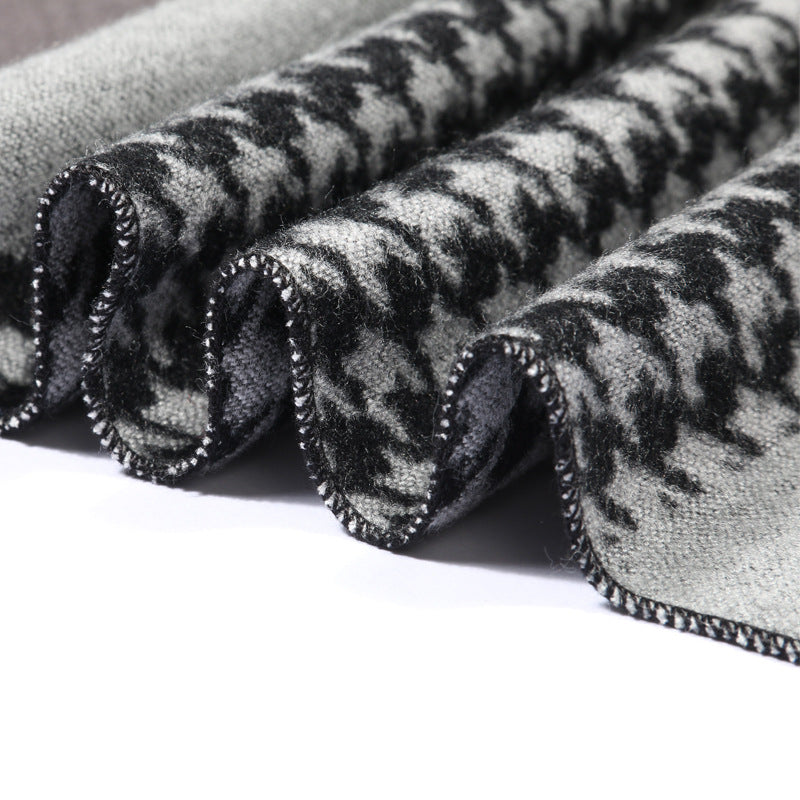 Fall Winter Men Student Plaid Minimalist Houndstooth Scarf