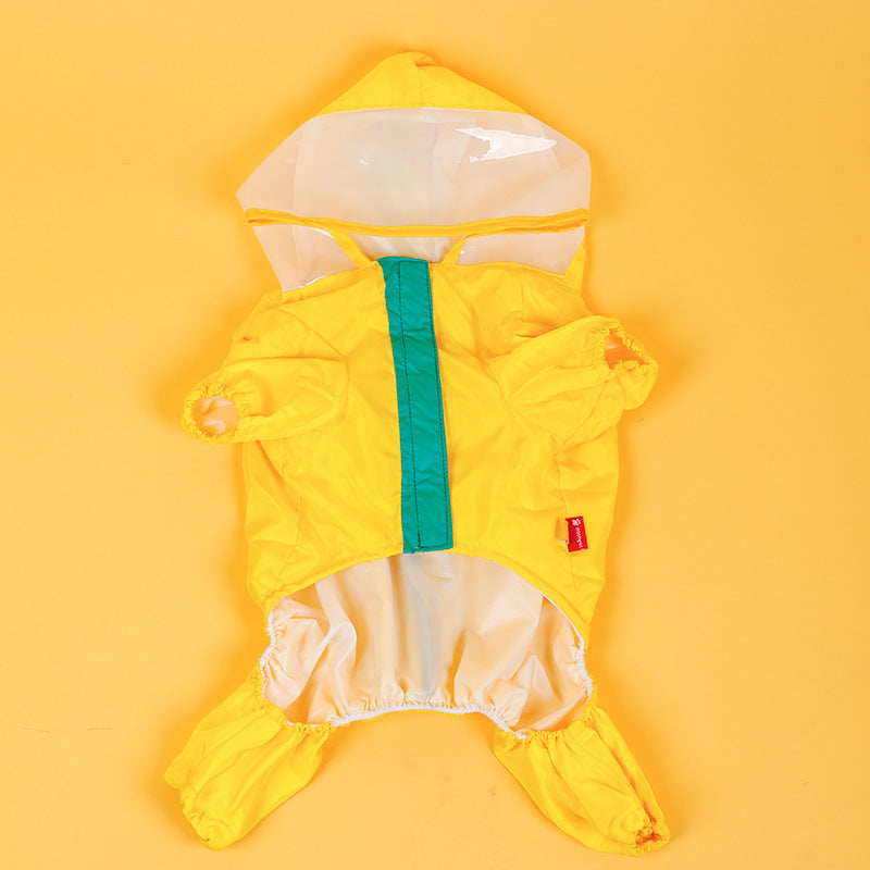 Dinosaur Raincoat Pet Yellow Waterproof Suit Four Feet