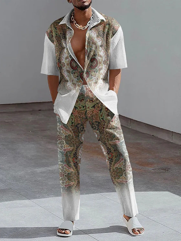 3D Short-sleeved Trousers Shirt Outfit