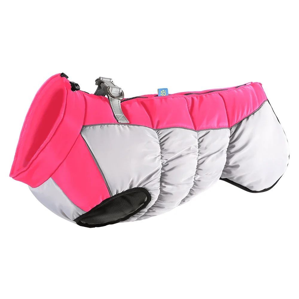 Pet Big Dog Jacket With Harness Winter Warm Dog Clothing Labrador Waterproof Big Dog Coat Chihuahua French Costume