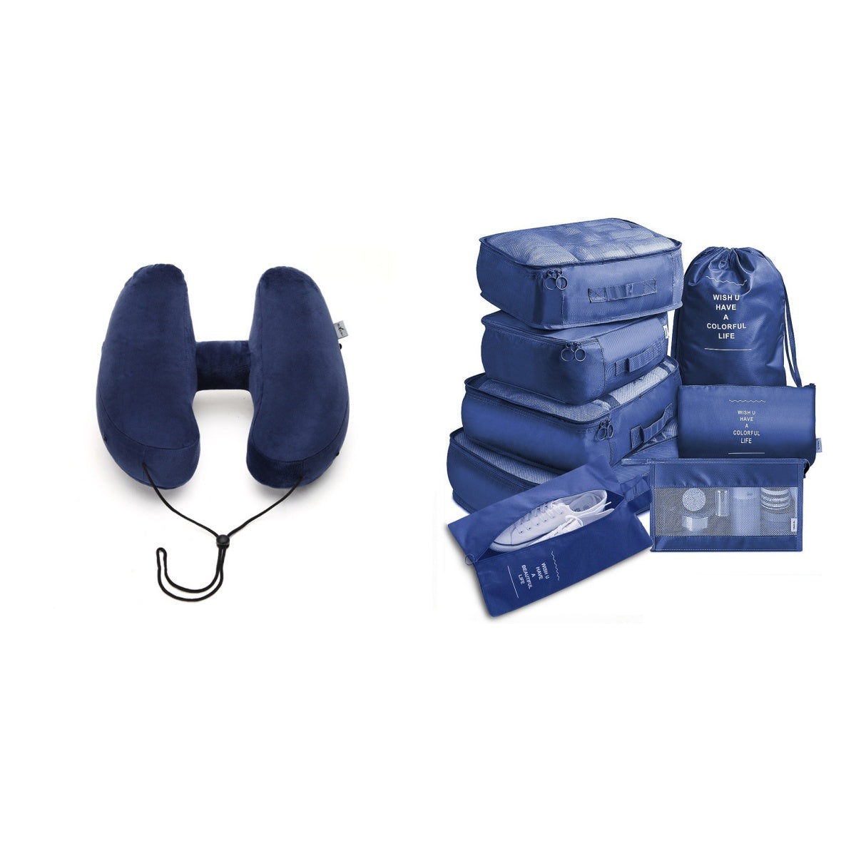 Hooded Travel Pillow H Shaped Inflatable Neck Pillow Folding Lightweight Nap Car Seat Office Airplane Sleeping Cushion Pillows